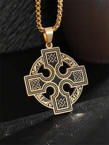 1 Stück Vintage keltischer Knoten Irisches Kreuz Edelstahl Anhänger Halskette, unisex Wikinger Amulett Wicca Knoten Glücksbringer Schmuckgeschenk