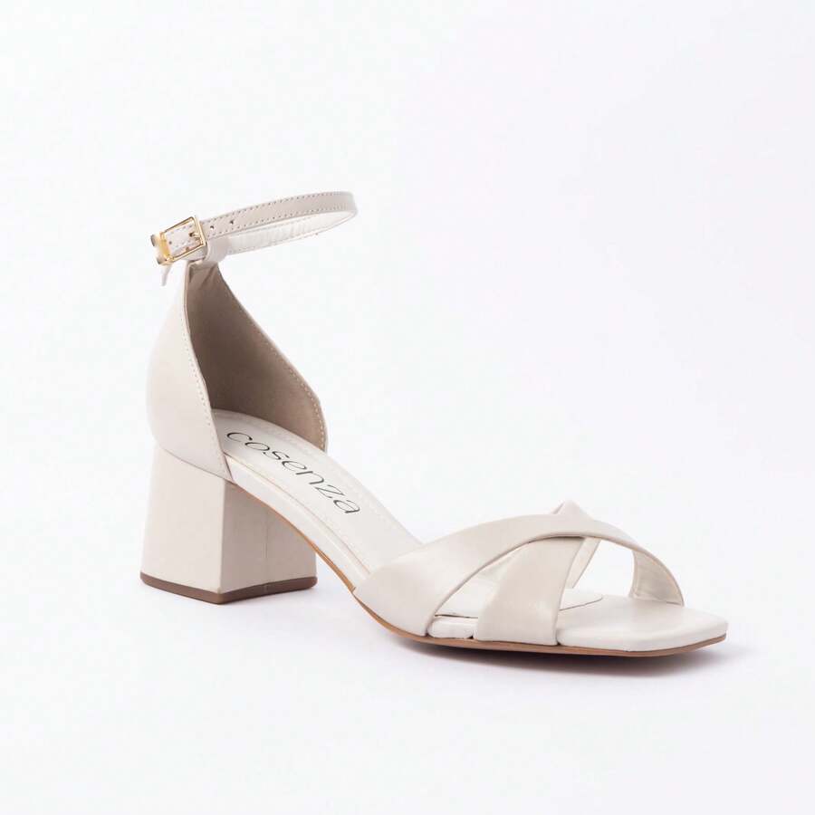 Amelie Sandal Genuine Leather Elegant Block Heel 6 Cm Comfort - 象牙 - 查看 1
