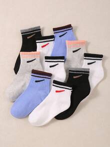 5/10 Pairs Random Solid Color Sports Trainer Socks For Children, Black To School Baby Boys Girls Socks, Multi-Color Infant Kids Socks, Newborn Essentials Baby Shower Decoration, Cute & Soft Socks For School Sports Travel Daily Wear