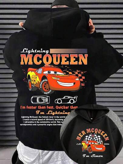 Disney ¡Totalmente Cool Y Trendy! Sudadera Con Capucha Con Tema De Rayo McQueen Muestra Velocidad Y Pasión, Descubre Un Nuevo Estilo Trendy, Es Muy Elegante Para Vestir, Crea Looks Con Personalidad De Forma Sencilla Y Es La Elección Preferida Para Atuendos Con Carácter. Con Diseño De Capucha Y Corte Oversized Holgado, Es Sin Duda Una Opción De Moda Destacada.