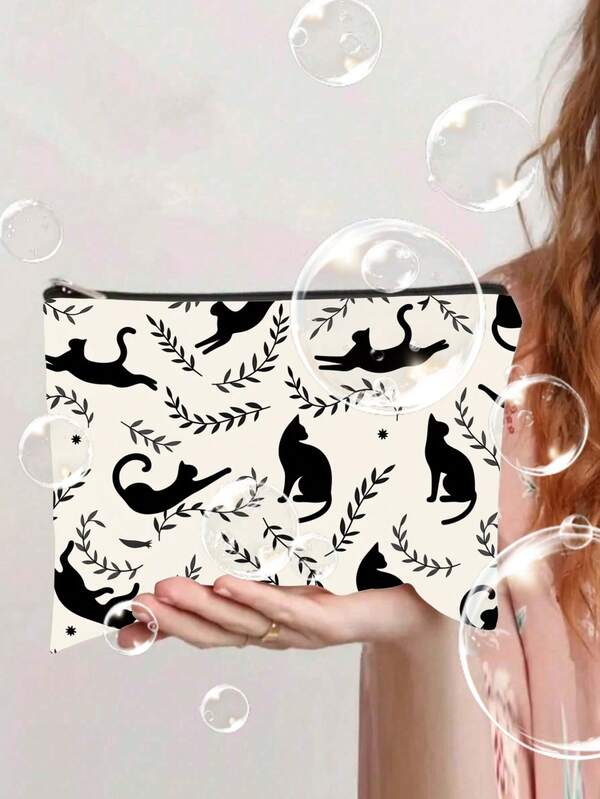 Cat Makeup Bag - Cosmetic Case - Black - Fashion Pattern - Travel, Makeup, Toiletry - Unisex-Adult,Makeup Pouch,Cosmetic Bag,Travel Essential,Large Capacity,Large Makeup Bag,Christmas Gifts,Pouch,Travel,Gifts For Women,Women's Necessaire,Travel Essential,Pouch,Clutch / Small Handbag,Necessaire,Makeup Organizer,Makeup Organize,Pouch,Brush Holder,Mini Pouch,Large Capacity Pouch