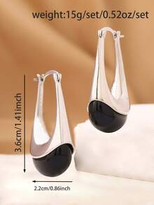 1 Pair U-Shaped Amber Resin Earrings, Suitable For Daily Commute, Holidays And Gifts