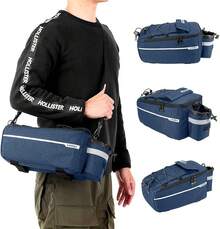 Lixada - Bolsa térmica para maletero con aislamiento para artículos calientes o fríos, para almacenamiento trasero de bicicleta, bolsa reflectante para bicicleta MTB (negro) - azul - Ver 11