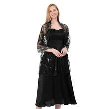 Shawls And Wraps For Evening Dresses,Women Formal 1920s Sequin Flower Sheer Shawls And Wraps For Wedding-{"Color_name":"Black"} - Black - View 4
