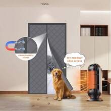 Heavy-Duty Magnetic Thermal Insulated Door Curtain For Winter - 38"X82" (96x208cm) Sliding/Regular Doors, Multi-Layer Oxford Fabric & Insulation, -Saving Locking System, Pet-Friendly Locking Mechanism, Fits Wood/French Doors - Màu Xám nhạt - Xem 5