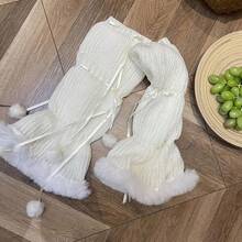 SherryDC Womens Y2k Knit Leg Warmers Harajuku Japanese Long Boot Socks Kawaii Lolita Winter Leg Cover{"Color_name":"890-White"} - 多色1 - 查看 4