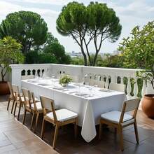 10-Piece White Rectangular Polyester Tablecloth 60 X 102 Inches, High-Density Washable Tablecloth, Anti-Wrinkle, Table Protection, Suitable For Weddings, Camping, Parties And Dinners