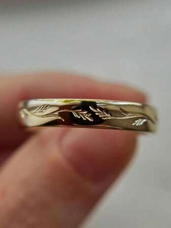 1pc Classic Minimalist Wheat Ear Carved Women's Ring, Suitable For Daily, Party, Christmas, Carnival Gifts