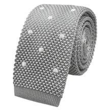 Men's Solid Color Textured Knit Skinny Ties Smart Necktie Square-Cut Finish{"Size_name":"OneSize","Color_name":"GreyPolkaDot"} - Multicolor7 - View 1
