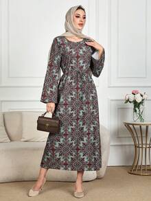 Đầm maxi dài tay in hoa toàn thân phong cách Boho mùa xuân 2025 dành cho nữ, đầm thu rộng rãi thời trang, đầm dài thắt eo, đầm đi nghỉ mát, đầm dự tiệc, đầm đi biển, đầm tốt nghiệp, đầm dạ hội sang trọng, đầm ngày Valentine. - Đỏ - Xem 5