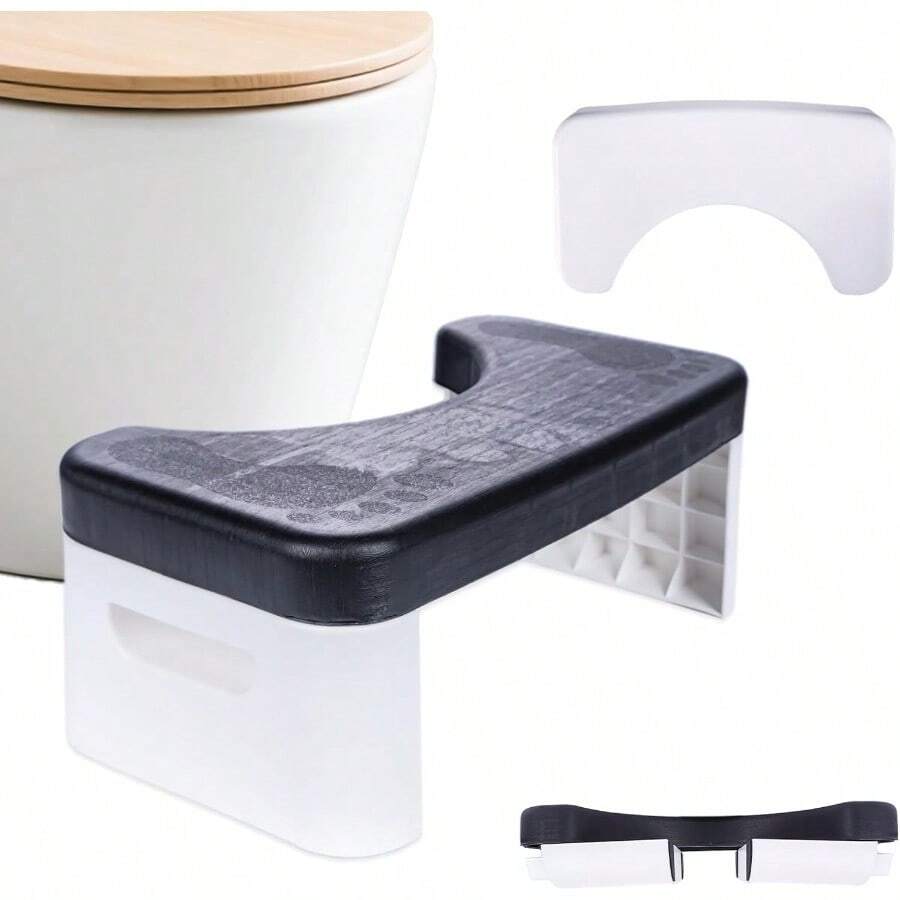 7 Inch Folding Toilet StoolWhite Foldable Bathroom Potty Step Stool For All Ages Sitting Posture Foot Stool.