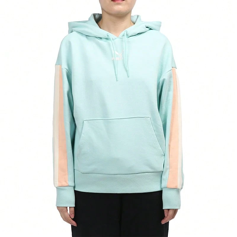 PUMA 女款跑步训练卫衣，舒适宽松休闲套头衫 534164 - 青色 - 查看 1