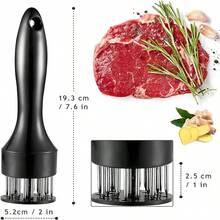 Meat Tenderizer Steak Tool, 48 Stainless Steel Ultra Sharp Needle Blades Meat Tenderizer Stapler For Tenderizing Steak/Beef/Pork/Turkey/Fish/Poultry/Veal Marinade. (Rectangle/Square/Round) - Black - View 10
