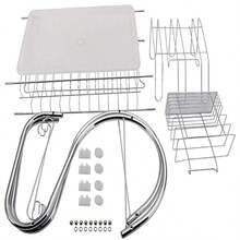 Stainless Steel Tray Rack With Removable Tray And Drip Pan - Heavy Duty Corrosion Resistant Kitchen Finish, Top And Bottom Dry Vegetable Rack With Non-Slip Feet, Space Saving, Modern Kitchen Storage Utensil Rack (Dishwasher  Tray Compatible), Sturdy Construction, Easy Assembly, Compact Small Kitchen Design, Kitchen Drain Rack, Wall Hanging Dry Vegetable Rack, Kitchen Panel Rack, Kitchen Shelf - 銀色 - 查看 5