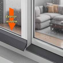 78.74英寸窗户密封条，通用防水装置，窗台挡风雨条，有效阻隔窗扇的防水，窗户裂缝防水条，采用TPE材料制成 - 黑色 - 查看 5