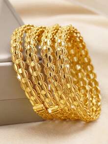 1 件 24K 镀金心形和四叶草可打开手链，迪拜和欧洲流行风格，适合夏季婚礼季 - 金19 - 查看 14