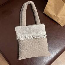 Women's Lace Patchwork Handbag Fashionable Versatile Mini Floral Purses For Daily Life, Work, Travel - 米色 - 查看 3
