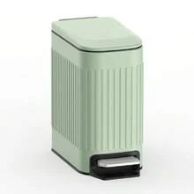 Slim Bathroom Trash Can With Lid Soft Close, 6 Liter/1.6 Gallon Stainless Steel Small Garbage Can With Removable Inner Bucket, Step Pedal, Slim Wastebasket For Toilet, Office, Bedroom, Green - Mint Green - View 1