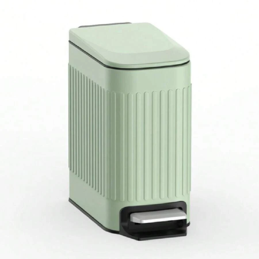 Slim Bathroom Trash Can With Lid Soft Close, 6 Liter/1.6 Gallon Stainless Steel Small Garbage Can With Removable Inner Bucket, Step Pedal, Slim Wastebasket For Toilet, Office, Bedroom, Green - Mint Green - View 1