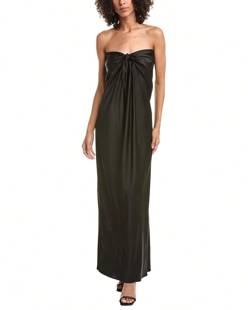 Halston Lisette Satin Gown - 黑色 - 查看 1