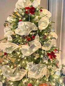 1 لفة شريط ساتان شمبانيا، شريط فراشة DIY إكليل، لوازم تغليف هدايا، قماش شيفون لخلفية ديكور حفلات الزفاف والأعياد، شريط لتزيين شجرة ، مناسب لديكور المنزل والاحتفالات الشتوية، حفلات المناسبات، حفلات ، ديكورات الأعياد، هدايا الحفلات، ديكورات حفلة الممتعة، عيد الميلاد المجيد، السنة الجديدة السعيدة، ديكورات ، هدية المثالية لأصدقاء ديكور الغرفة