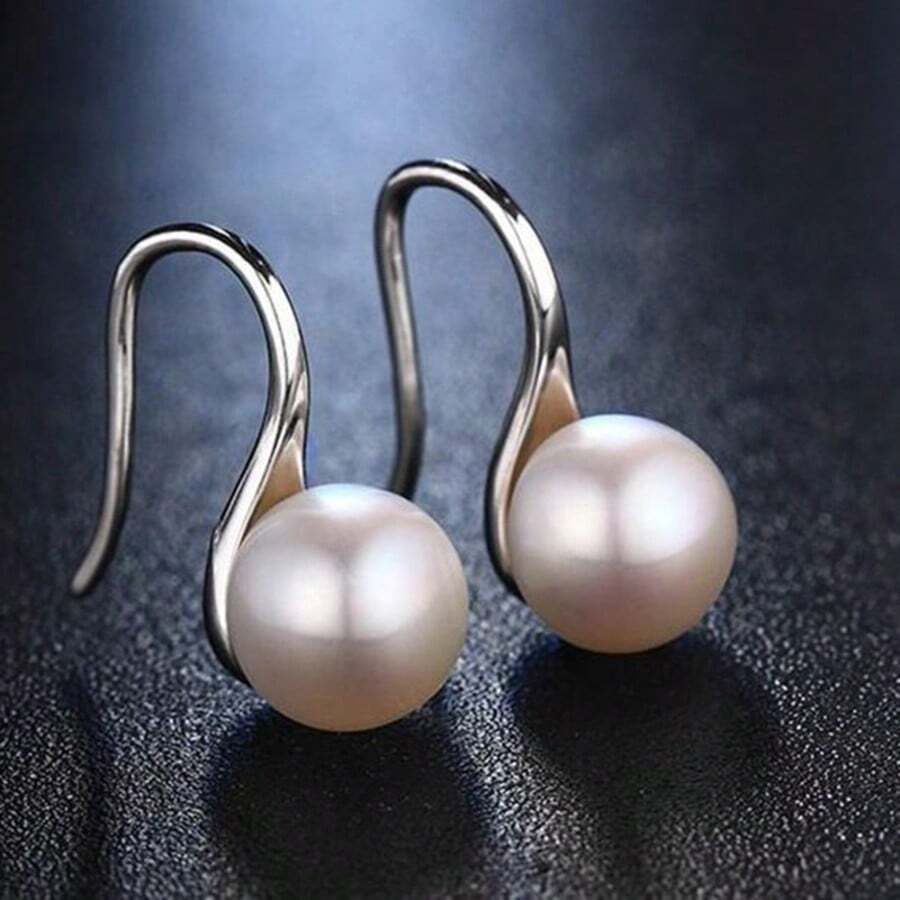 1pair Simulated Faux Pearl Decor Elegant Stud Earrings, Suitable For Daily Life, Festival Gifts