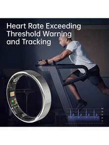 升级版智能戒指，IP68级防水，极简设计，运动模式，不锈钢材质，计步器，玫瑰金，手机控制，男女通用，礼品装，窄款戒指 - 彩色 - 查看 3