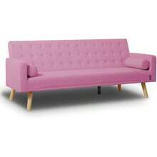 Sofá Cama 3 Plazas Acolchado 203x82x78cm One, 2 Cojines y Apertura-Clac con Dif. Grados de Reclinación. Sofá Cama Chaise Longue con Patas de Madera Convertible en Cama Doble |   Azul