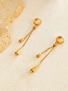 Set de collar con colgante ovalado y en forma de gota de agua + aretes de acero inoxidable, set de joyería personalizada - Conjunto collar + pendientes - Ver 6