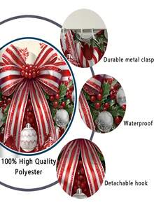 مجموعة هدايا تشمل ستارة حمام للزينة الشتوية والعيد بتصميم الكرات والسنديان والفرنسية والثلج بألوان أحمر وأخضر، قابلة للغسيل، ستارة نافذة الحمام، تشمل 12 خطاف و غطاء مقعد مرحاض مانع للانزلاق بشكل حرف U