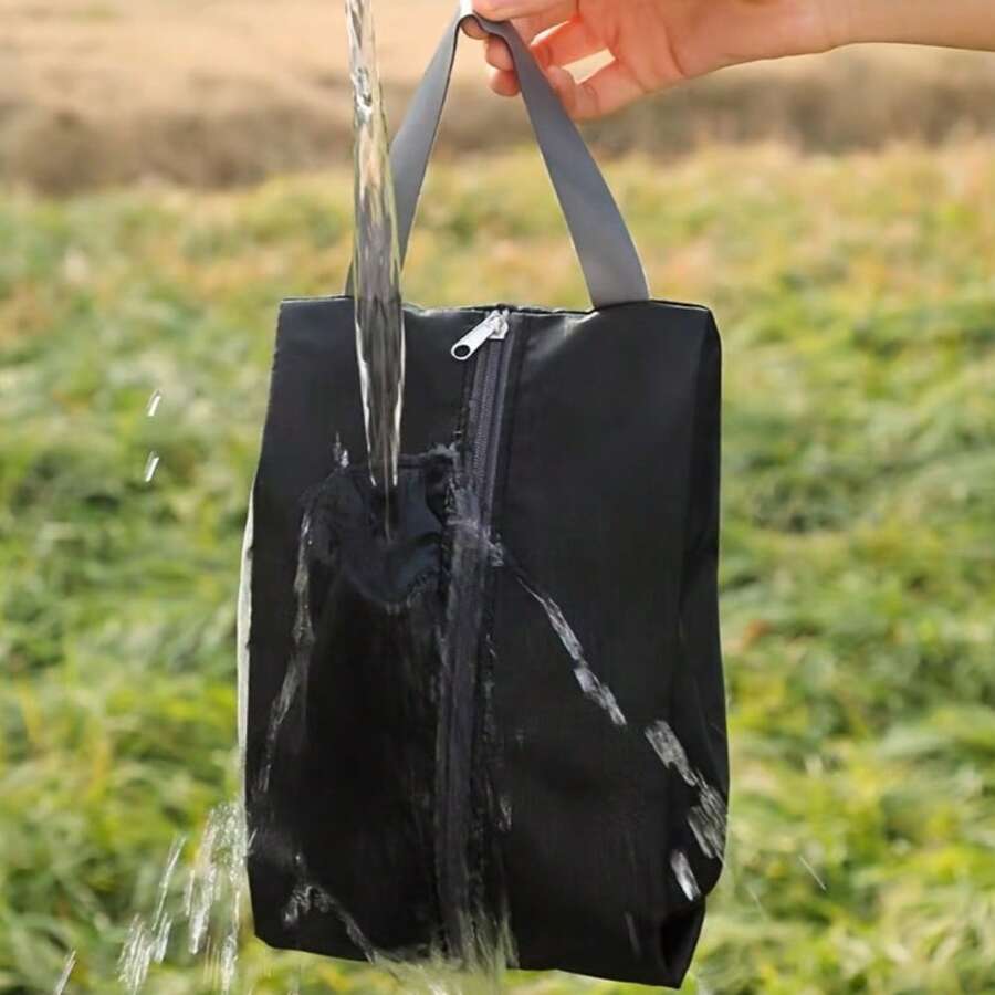 1pc Heavy-Duty Shoe Storage Bag - Travel, Gym, Closet Organizer With Zipper Closure - Moistureproof, Dustproof, Compact & Lightweight Shoe Case - Foldable Shoe Bag For Sneakers, Shoes - Ideal For Suitcase, Closet, Under Bed Storage - Easy-Carry Handle, Moistureproof Fabric, Sturdy Construction, Home Organizers, Hanging Shoe Organizers - Black - View 1