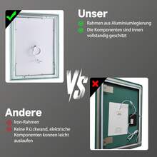 GIMBELEN Badspiegel mit Beleuchtung 80 x 60 cm, Led Spiegel Bad mit Touch-Schalter, 3 Lichtfarben, Dimmbar, Antibeschlag, Explosionsgeschütztes Glas, IP44, für Montage Horizontal/Vertikal - Silber - Übersicht 8