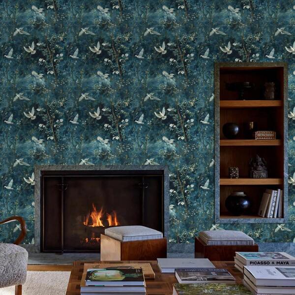 لفة واحدة من ورق الحائط اللاصق ذاتي اللصق ذو الطراز الأنيق بطول 300 سم وعرض 44 سم (17.32 * 118.11 بوصة) بنمط أوراق نباتية وزهور، ورق جداري فينيل قابل للتقشير واللصق، ورق جداري رومانسي عتيق، مقاوم للماء لديكور المنزل، ديكور قابل للإزالة للغرف، للمعيشة والمطبخ والنوم والحمام وديكور الجدران المدرسية، تجديد أثاث المكتب والخزانة، ورق جداري حديث أحلامي، سهل التطبيق