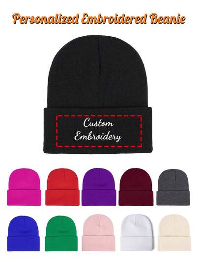 1pc,Personalized Embroidered Beanie-Custom Winter Hat For Adults -Warm Knit Hat-Custom Logo Beanie - Christmas Gift Idea-Couple Beanie With Text
