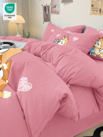 Bluey 2/3pcs Bruie Bedding Set, Bruie Bedding, Comfortable & Breathable, Skin-Friendly, Cartoon Style Duvet Cover Set, Soft & Pilling Resistant, Adorable Home Textile, Bruie Room Decor, Includes Duvet Cover & Pillow Case(S), Comforter Not Included, Suitable For Twin, Full, Queen, King Size Beds, All Seasons