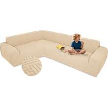 Stretch Sectional Couch Covers L Shape Sofa Cover Washable Corner Sofa Slipcovers For Modular Sectional For Living Room Pets  Jacquard Fleece Non Slip (Large, Beige),23110287 - Màu be - Xem 1