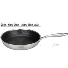 Chảo rán hình lục giác bằng thép không gỉ chống dính, dùng cho bếp từ 20,22,24,26,28,30cm, dùng để chiên và hầm, phù hợp với mọi loại bếp, chảo rán, dụng cụ nhà bếp, bếp gốm cảm ứng và chảo nướng. Chảo Wok. - Bạc - Xem 9