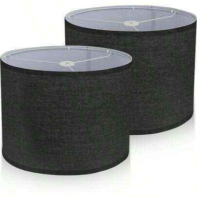 Lamp Shades Set Of 2, Drum Lampshades 12.6 Diameterx 8.3 High Lamp Shades Table Lamps Natural Linen, Floor Lamps, Table Lamps, Easy Assembly Required, Harp Not Included, Beige