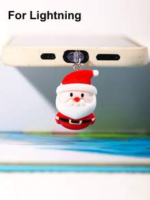 1/2 piezas Tapón antipolvo de Papá Noel, tapón antipolvo de personaje de dibujos animados lindo, colgante de resina exquisito, fresco, dulce y adorable, decoración para teléfono, tableta, auricular, puerto de carga de Kindle, tapón antipolvo de silicona transparente, adecuado como pequeños regalos, a prueba de agua y antipolvo para el puerto de carga del teléfono, compatible con conector Lightning/Tipo C de - Multicolor - Ver 9