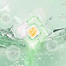 100 capsule de detergent de rufe Camellia 5 în 1, bile de detergent concentrate, parfum de lungă durată, îndepărtează petele încăpățânate, neutralizator de miros antibacterian, balsam de rufe, bile parfumate, detergent lichid, capsule solubile în apă, potrivite pentru toate mașinile de spălat - Multicolor - Vizualizare 5