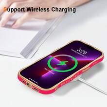 For IPhone 13 Pro Max Case Wave Wavy Phone Cases With Love Heart, Luxury Plating Edge Cute Curly Shape Cover For Women Girls, Thin Slim Soft TPU Rubber Shockproof Protective Cover, Hot Pink{"Color_name":"HotPink","Size_name":"ForiPhone13ProMax-6.7inch"} - 多色1 - 查看 6