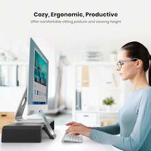 Monitor Stand Riser, Klearlook Foldable Computer Monitor Riser,Height Adjustable Computer Stand, Desk Shelf Riser With Storage Drawer & Tablet Phone Stand For Computer, Desktop, Laptop (Black){"Color_name":"Black"} - 弗拉克 - 查看 7