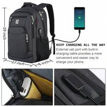 UKEIN Laptop Backpack With USB Charging&Headphone Port,Anti-Theft Business Backpack With Padded Shoulder Strap, Computer Rucksack For School/Work/Travel - 黑色 - 查看 2