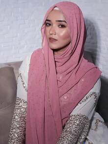 1pc Women's Hijab, Diamond Sequins Hijab Shawl, Soft Casual Chiffon Scarf Shawl, Comfortable Breathable Headscarf, Abaya Accessories, Suitable For Daily, Outdoor, Prayer, Worship - Multicolor - View 3