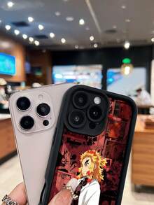Sugerencia de título de cinco palabras en inglés americano, ideal para un producto con la imagen: Funda con diseño de elemento artístico de anime Flame Hashira, compatible con iPhone 16, 15, 14 Pro Max, 13, 12, 11, XR y XS Plus. Fabricada en silicona TPU, ofrece protección contra golpes y caídas, con función de protección y una excelente sensación al tacto. Es el regalo ideal para familiares, amigos y seres queridos. - Negro - Ver 3