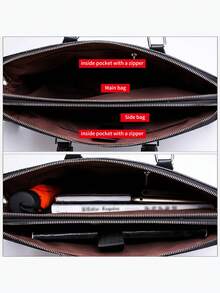 男士通勤公文包 高端鳄鱼纹压花手提包，男士单肩包 大容量新款商务电脑包，时尚随机鳄鱼纹方形包 长肩带斜挎包，电脑包，男士圣诞节情人节礼物 - 黑色 - 查看 6