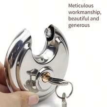 1PC-Round Discus Padlock Heavy Duty Waterproof Security Lock With 2 Keys For Warehouse Trailer Gate Anti-Theft Anti-Cut Anti-Pry Outdoor Use No Battery Needed Durable Metal Construction - Multicolor - View 2