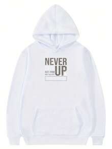 Sudadera con capucha azul marino para hombres con impresión inspiradora Mantente positivo, nunca te rindas - Estilo urbano moderno, sudadera cómoda con bolsillos, sudadera casual de manga larga, sudadera con capucha motivacional | Sudadera con capucha | Ajuste Cómodo, Sudadera Inspiradora - Blanco - Ver 6