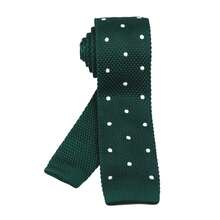 Corbata delgada de punto de unicolor para hombres, acabado cuadrado {"Talla_nombre":"Talla única","Color_nombre":"Lunares verde oscuro" - Multicolor9 - Ver 4