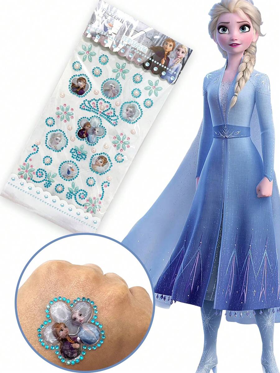 Disney Frozen Princess Crystal Rhinestone Stickers, Sparkling Rhinestone DIY Handmade Use, High-Quality Acrylic Gemstones, Easy To Apply, Dazzling Decorative Stickers, Compact And Convenient, Suitable For Creative Projects - Multicolor - View 1